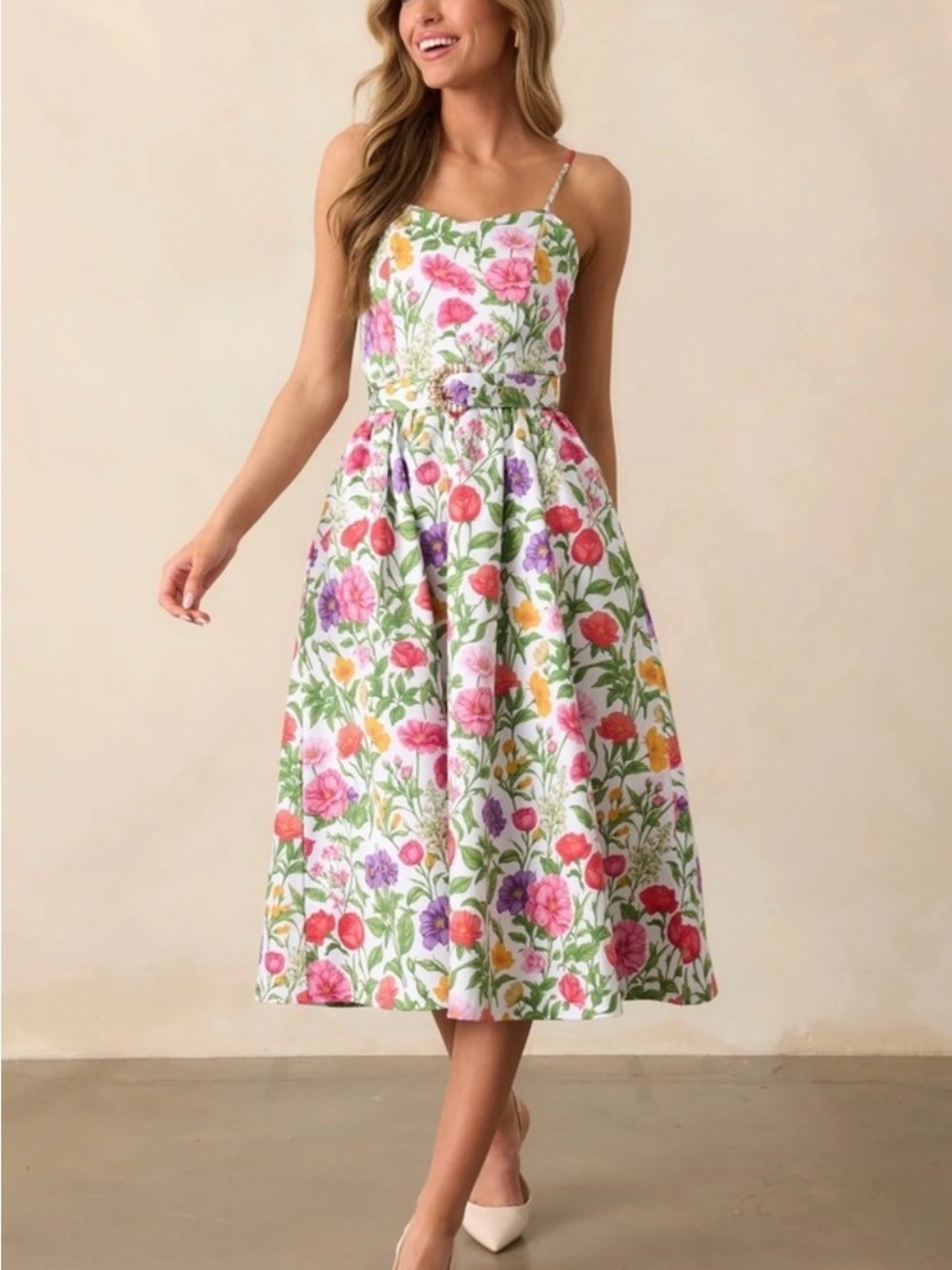Prosperina | Lauren Secret Garden Belted Midi Dress NWT size medium